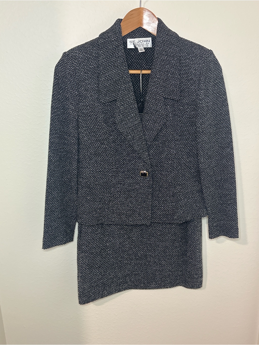 St John Collection Marie Gray Knit Skirt Suit Jacket 2 Skirt 4